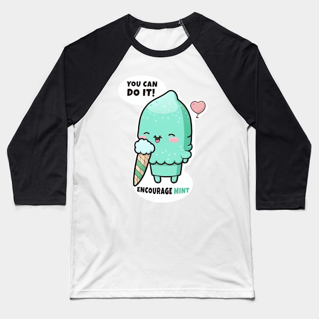 Encourage Mint Baseball T-Shirt by JigglePeek
